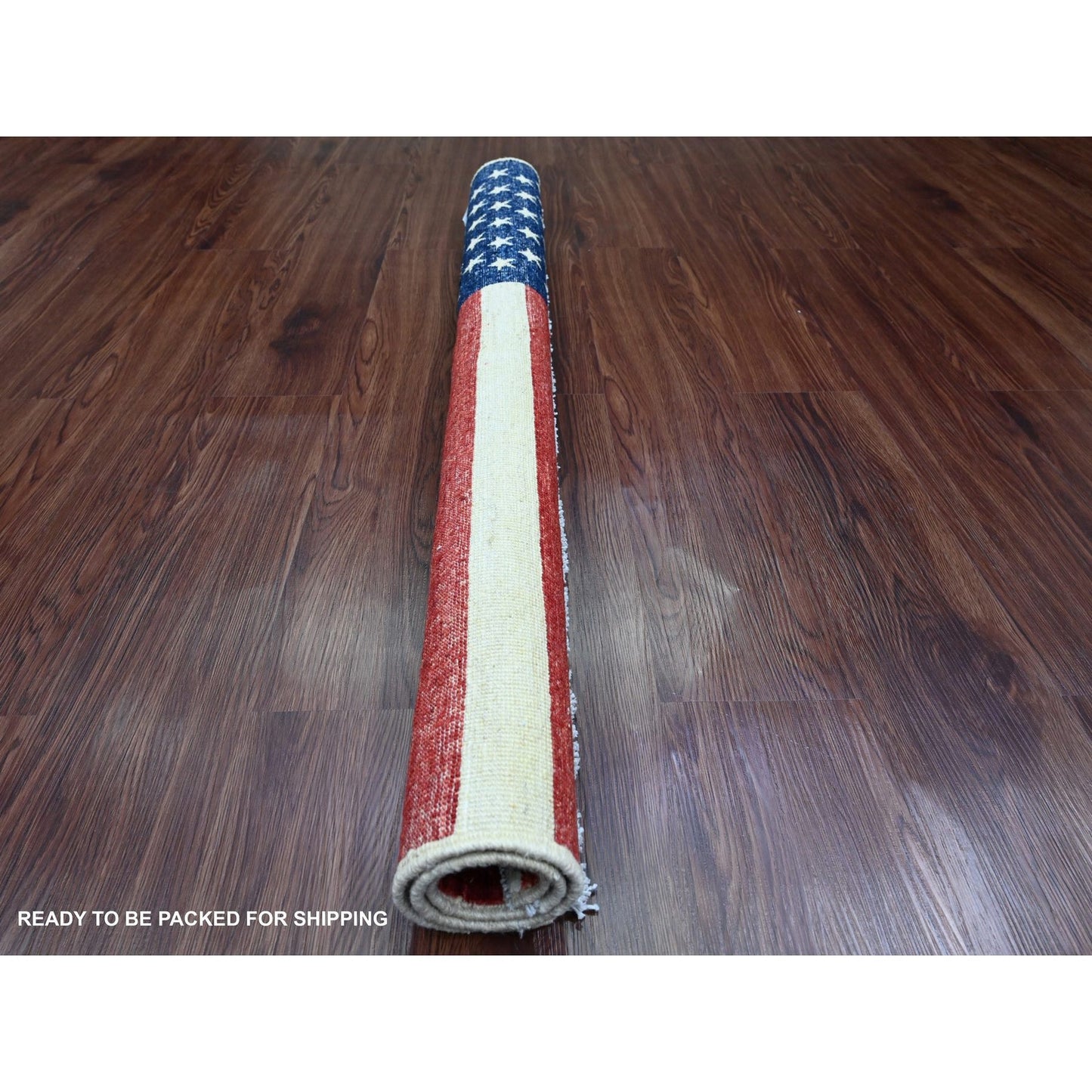 2'5"X4' Red American Flag Hand Knotted Soft Wool Wall Hanging Rug