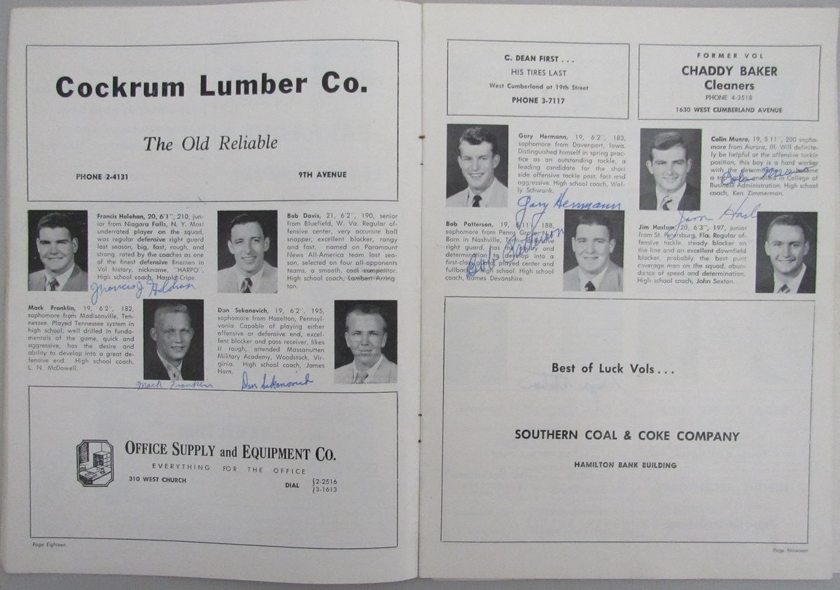 1951 Tennessee Vs. Mississippi College Football Program Signed By (36) 192267