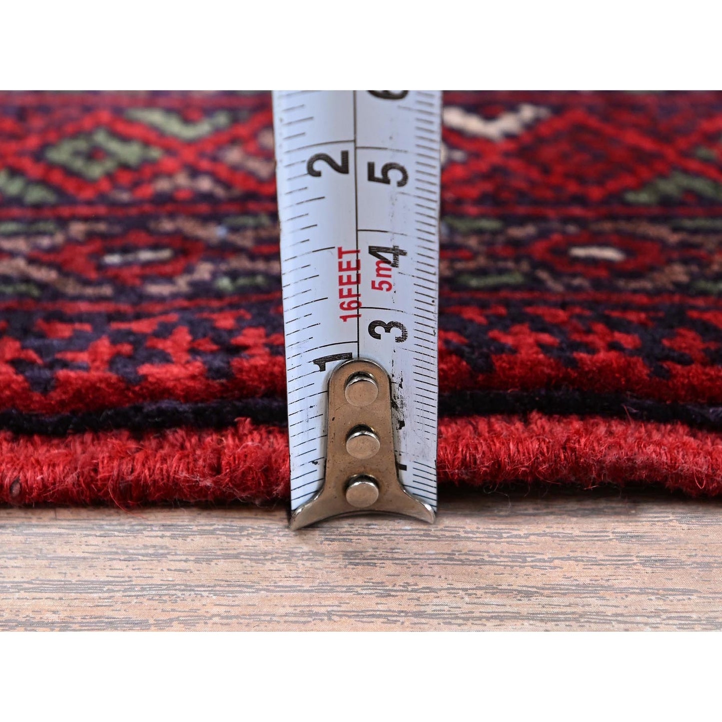 2'9"X4'1" Red Princess Bokara Geometric Design Soft Wool Hand Knotted Rug