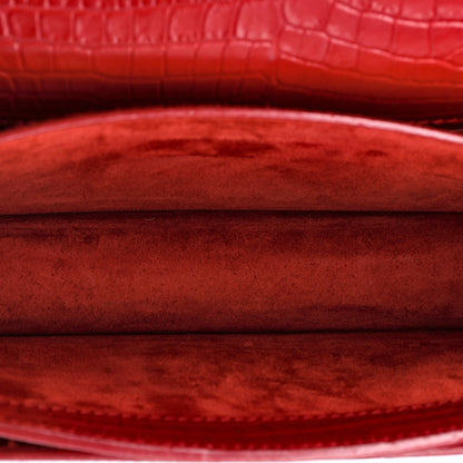 Saint Laurent Sunset Crossbody Bag Crocodile Embossed Leather Medium