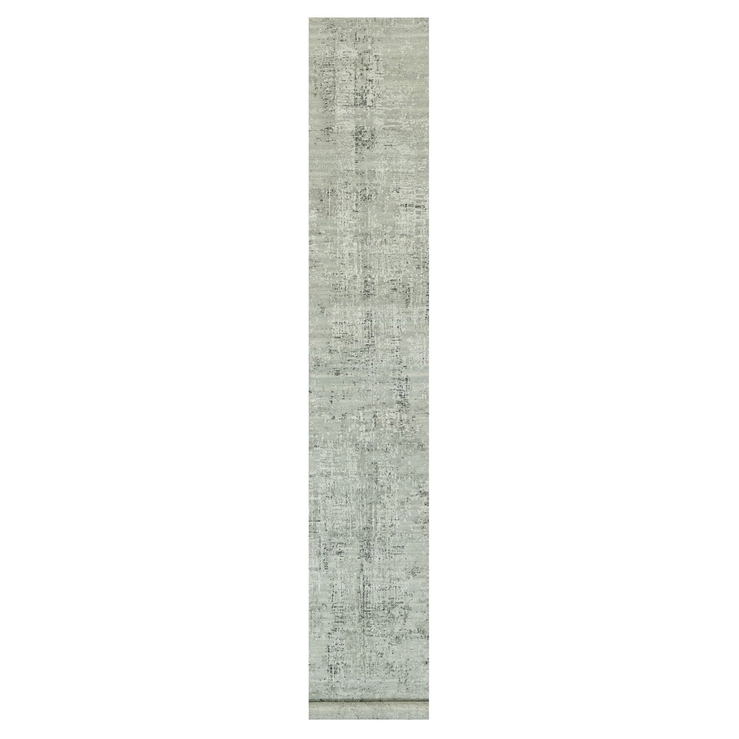 2'6"X20'2" Diff Gray Modern Undyed Wool Hand Knotted Xl Runner Rug