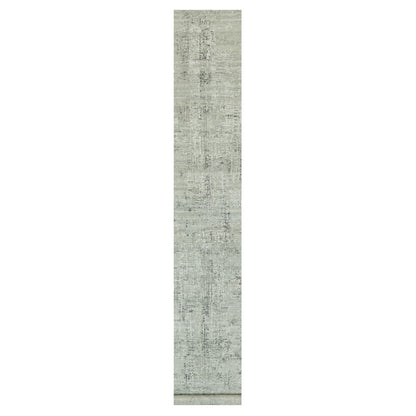 2'6"X20'2" Diff Gray Modern Undyed Wool Hand Knotted Xl Runner Rug