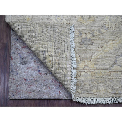 2'8"X16'1" Gray Washed Peshawar Leaf Design Hand Knotted Wool Runner Rug