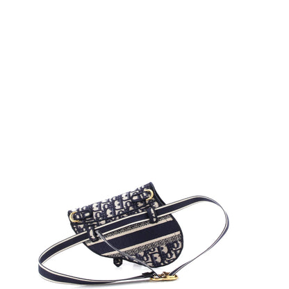 Christian Dior Saddle Belt Bag Logo Embroidered Oblique Canvas