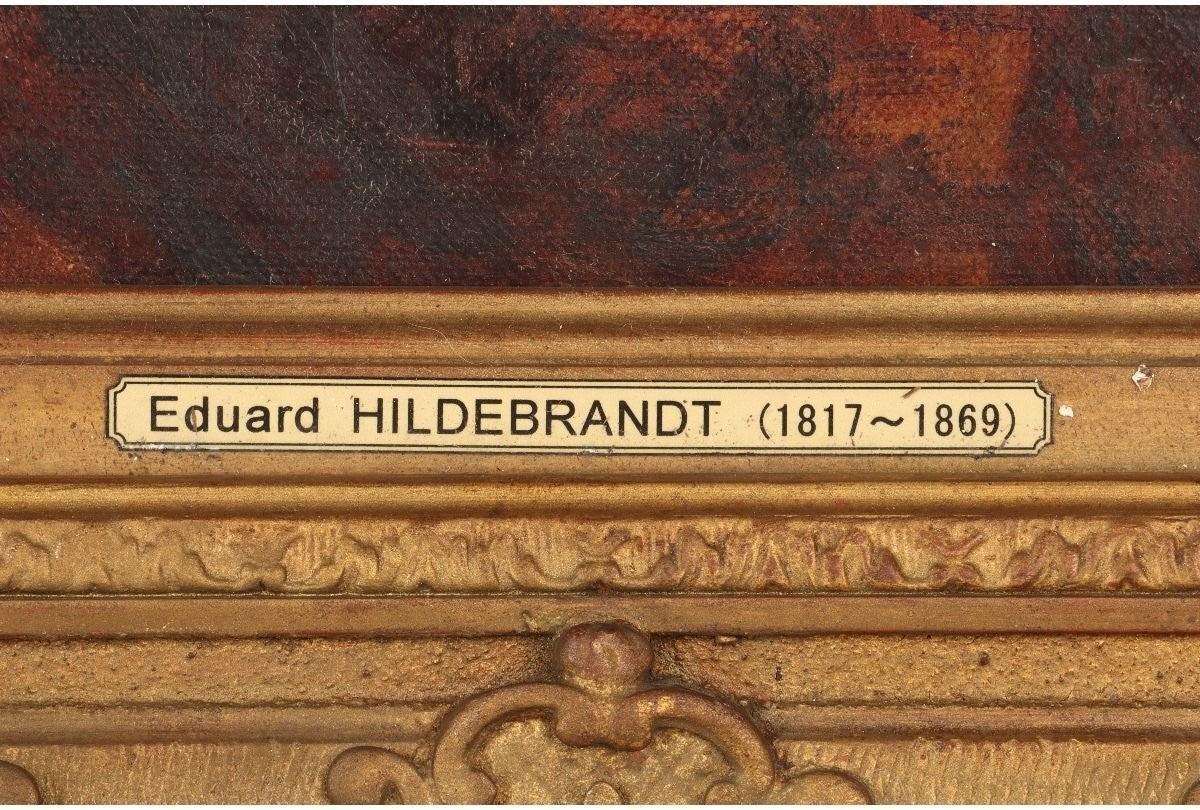 Original Oil Painting Portrait Woman Antique By Eduard Hildebrandt