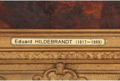 Original Oil Painting Portrait Woman Antique By Eduard Hildebrandt