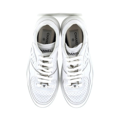 Chanel Women'S Cc Low-Top Sneakers Perforated Leather