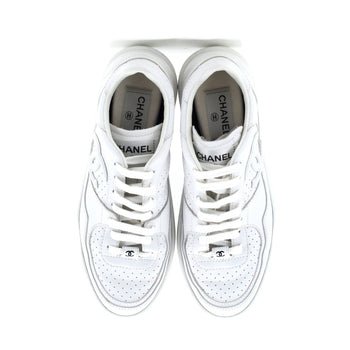 Chanel Women'S Cc Low-Top Sneakers Perforated Leather