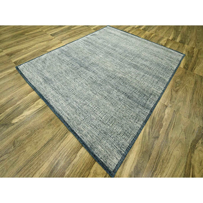 8'2"X10' Blue Hand Knotted Rug Pure Wool Oxidized Grass Design Oriental