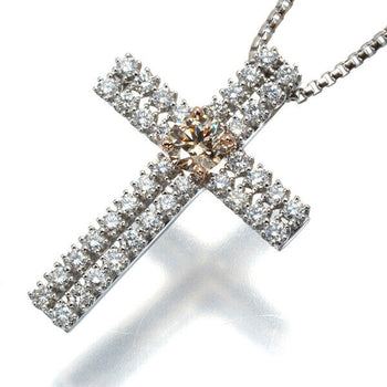 Kashikey Necklace Cross Diamond 0.52Ct/1.00Ct 900 Platinum/18K Rg/Wg