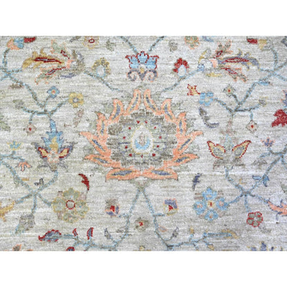 8'X8' Ivory Ziegler Mahal Hand Knotted Pure Wool Round Oriental Rug