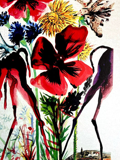 Salvador Dal Lithograph From An Drawing Coa Signed Op Rare