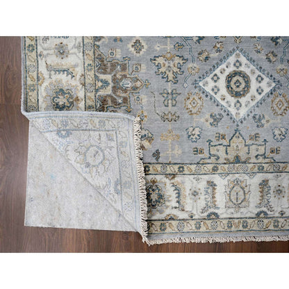 6'2"X6'1" Blue Gray Wool Karjihooz Geometric Hand Knotted Square Rug