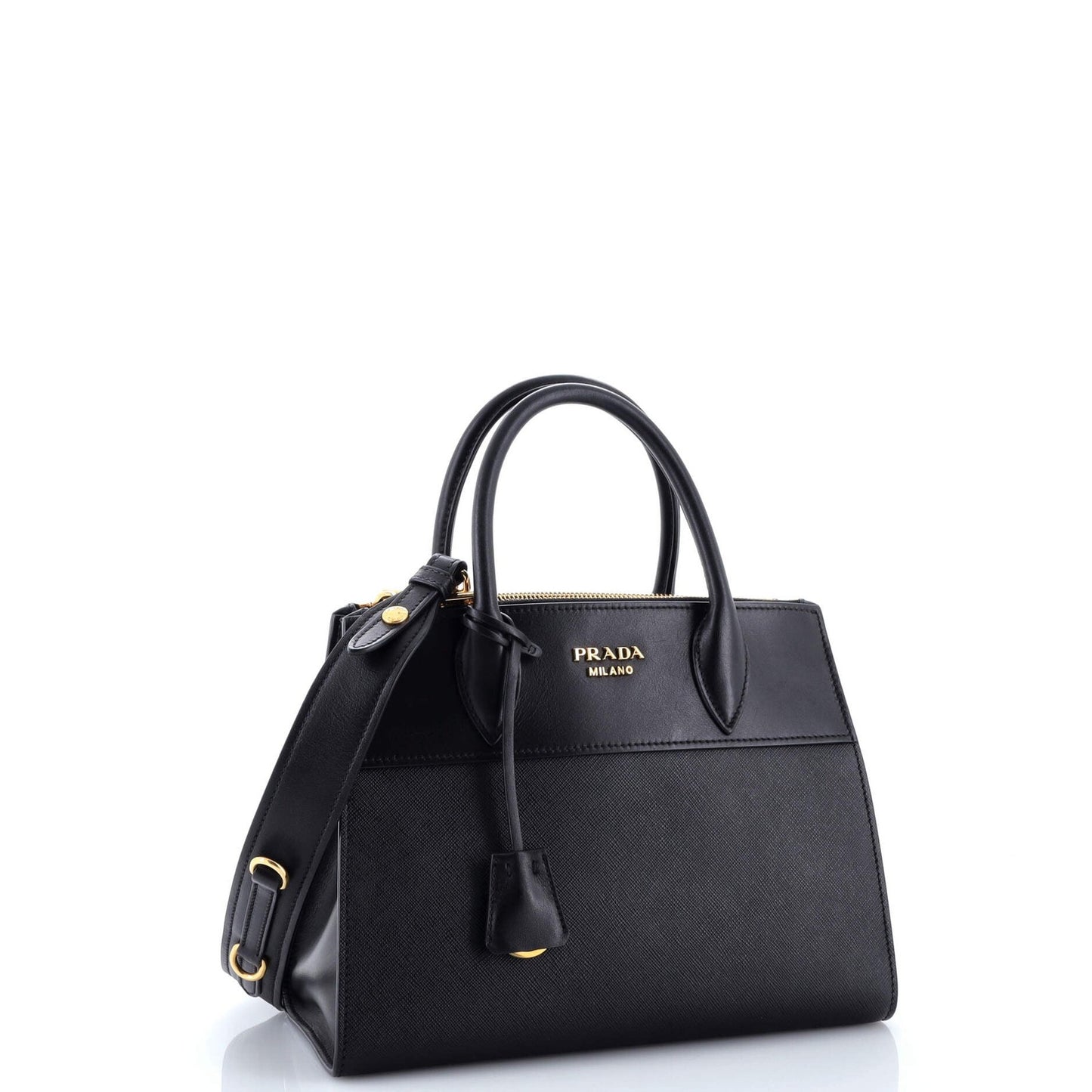 Prada Esplanade Tote Saffiano With City Calf Small