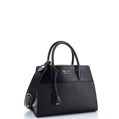 Prada Esplanade Tote Saffiano With City Calf Small