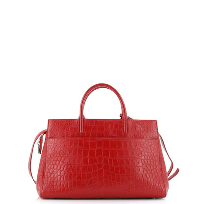 Saint Laurent Rive Gauche Cabas Crocodile Embossed Leather Medium