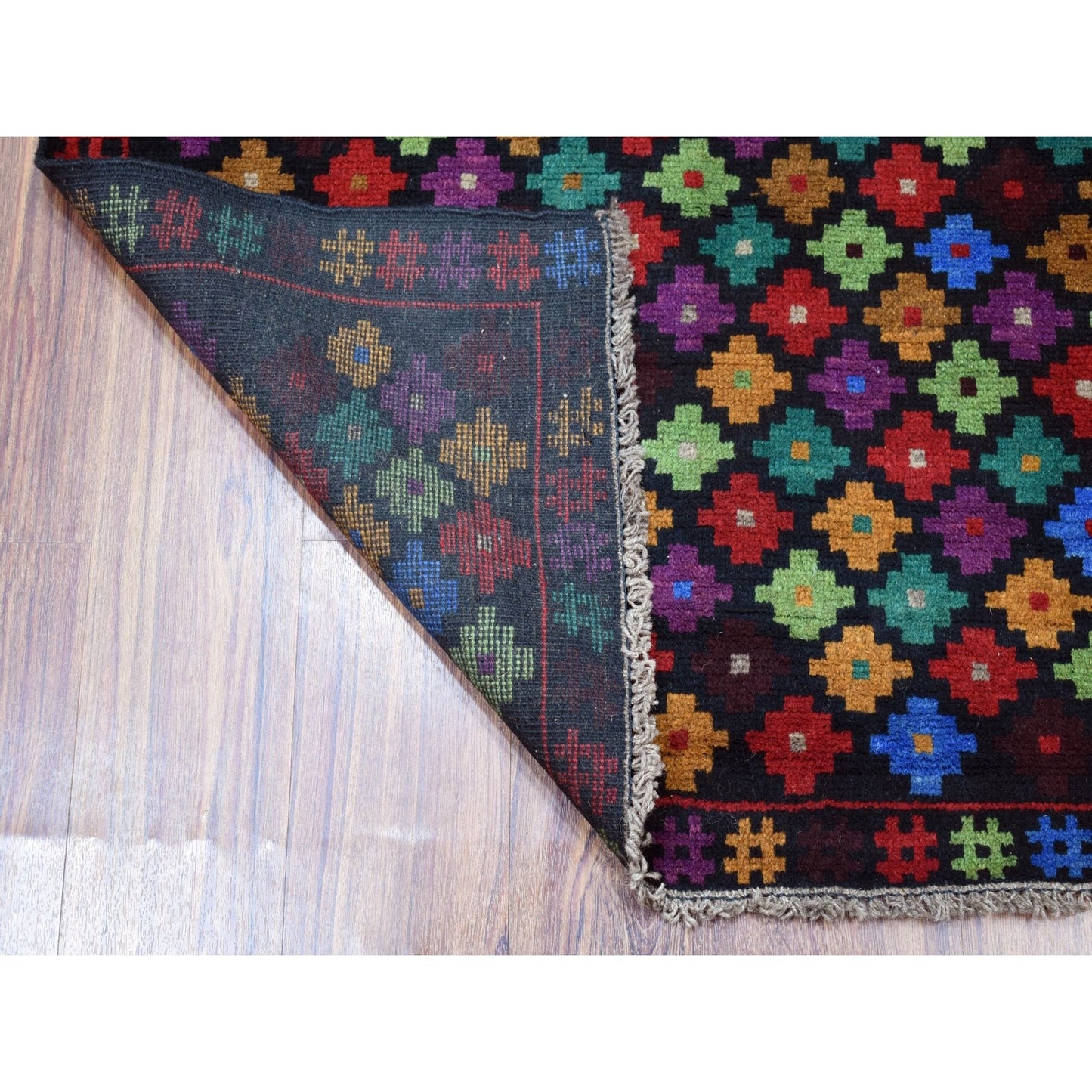 3'5"X5' All Over Design Hand Made Pure Wool Colorful Afghan Village Rug