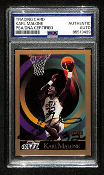 Karl Malone HOF Utah Jazz Signed/Auto 1990 Skybox Card #282 PSA/DNA 201099
