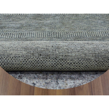 12'X12' Gray Modern Soft Undyed Wool Grass Design Hand Knotted Round Rug