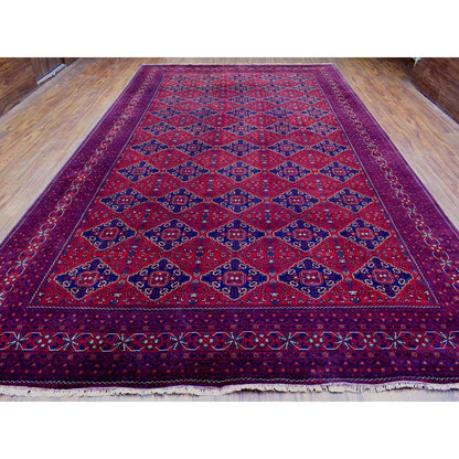 9'10"X16' Red Afghan Khamyab Organic Wool Hand Knotted Oversized Rug
