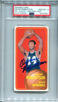 Oscar Robertson Autographed 1970-71 Topps #100 Psa Auto Gem Mt 10 Card