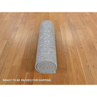 2'5"X12' Gray Jacquard Hand Loomed Broken Cypress Tree Design Runner Rug