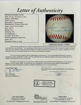 Willie Mays Autographed Official National Baseball (Jsa)