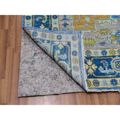 9'2"X12'2" Blue Heris Design Hand Knotted 100% Wool Vegetable Dyes Rug
