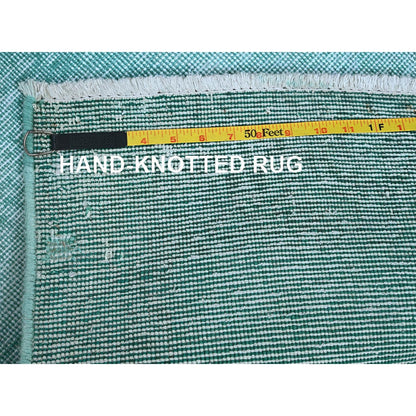 2'X12'9" Overdyed Blue Vintage Zoroastrian Hand Knotted Wool Runner Rug