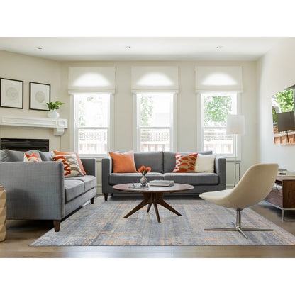 8'X10' Sky Blue Silk With Wool Modern Design Hand Knotted Rug