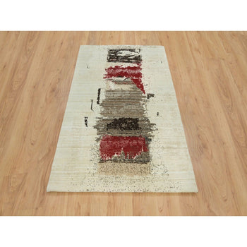 4'X6' Parchment White Lori Buft Gabbeh Wool Hand Knotted Oriental Rug