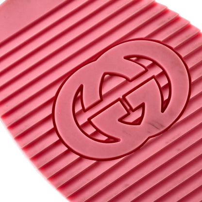 Gucci Women'S Angelina Platform Slingback Sandals Gg Coated Canvas