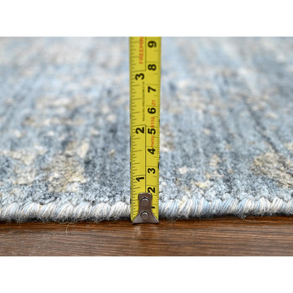 8'X10' Marengo Gray Modern Design Hand Loomed Wool And Bamboo Silk Rug