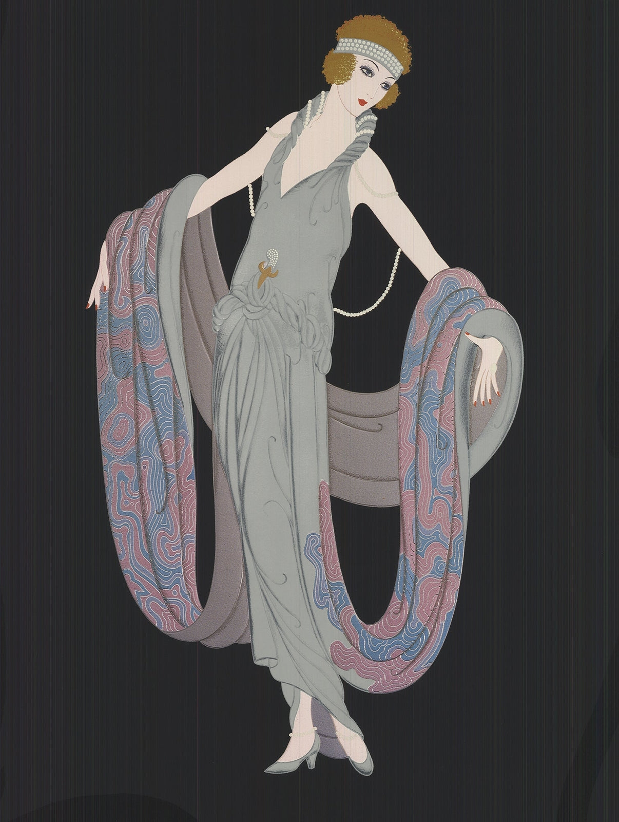 Erte Gala " Poster Art Deco Multicolor Gray Black