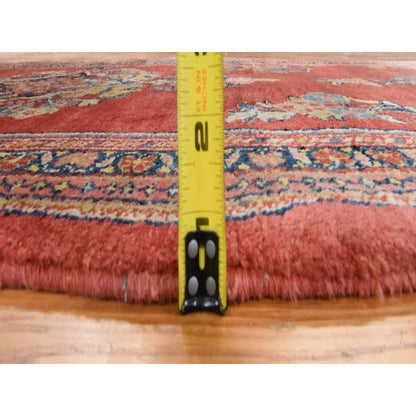3'7"X15' Red Vintage Zoroastrian Saroogh Wool Hand Knotted Runner Rug