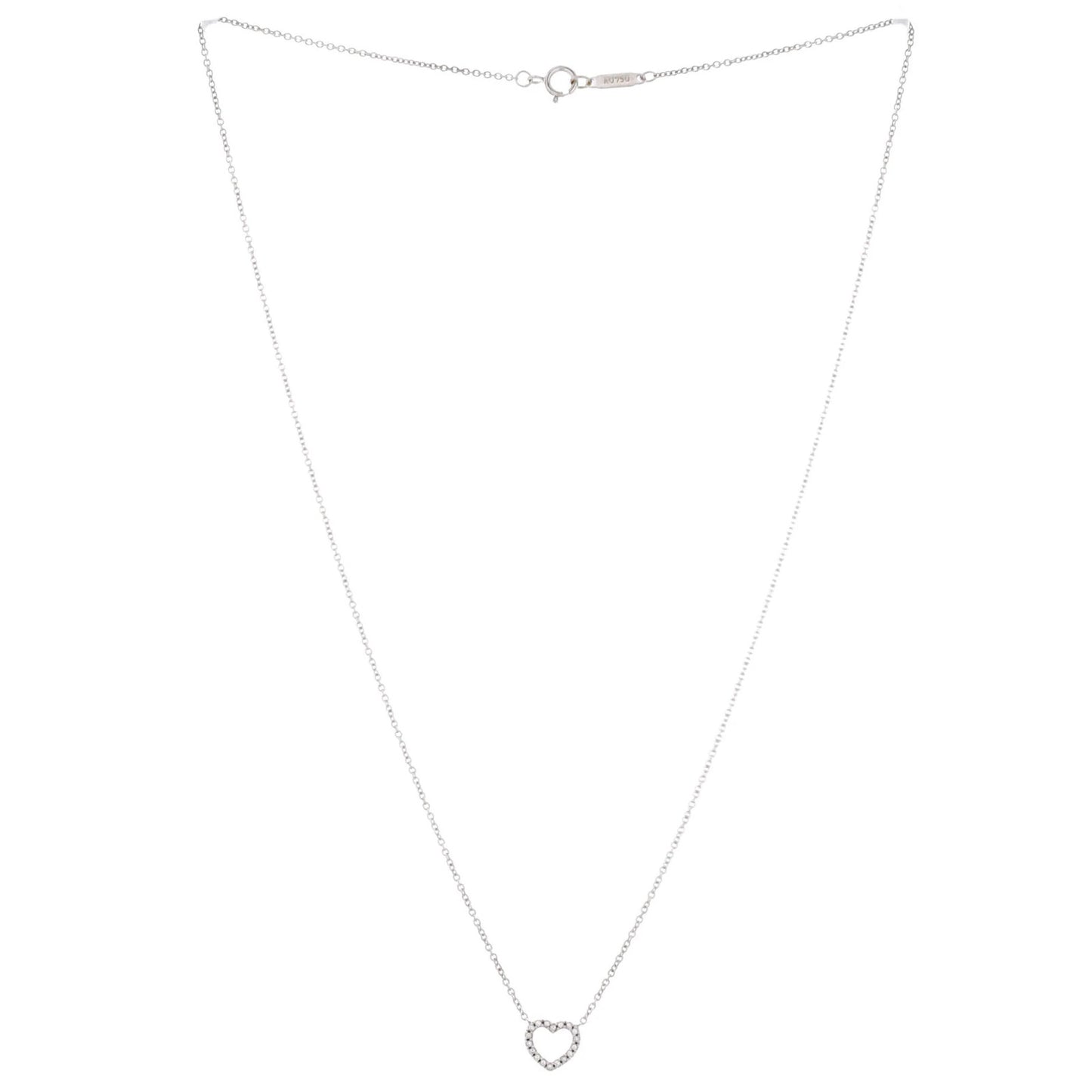 Tiffany & Co. Metro Open Heart Pendant Necklace 18K White Gold And Diamonds Mini