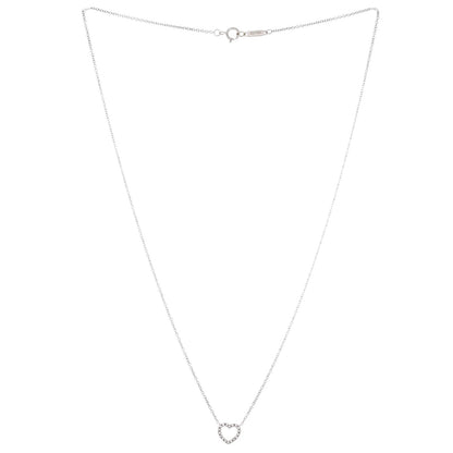 Tiffany & Co. Metro Open Heart Pendant Necklace 18K White Gold And Diamonds Mini