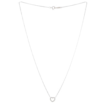 Tiffany & Co. Metro Open Heart Pendant Necklace 18K White Gold And Diamonds Mini