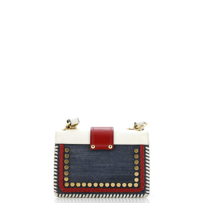 Prada Cahier Crossbody Bag Embellished Denim And Leather Small