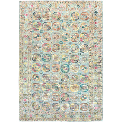 9'9"X14'1" Silver Blue Afghan Super Kazak Pure Wool Hand Knotted Rug