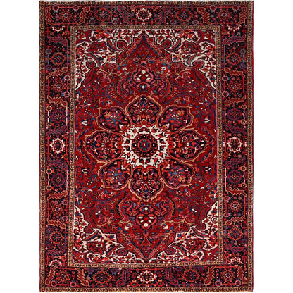 7'10"X10'8" Red Natural Wool Hand Knotted Zoroastrian Antique Heris Rug