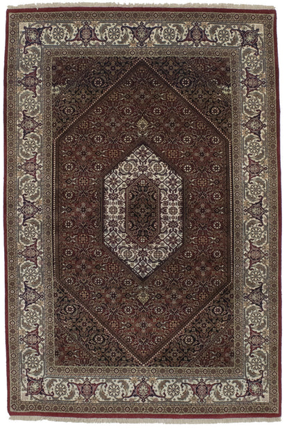 4X6 Ft Handmade Wool Indo-Bidjar Rug Floral
