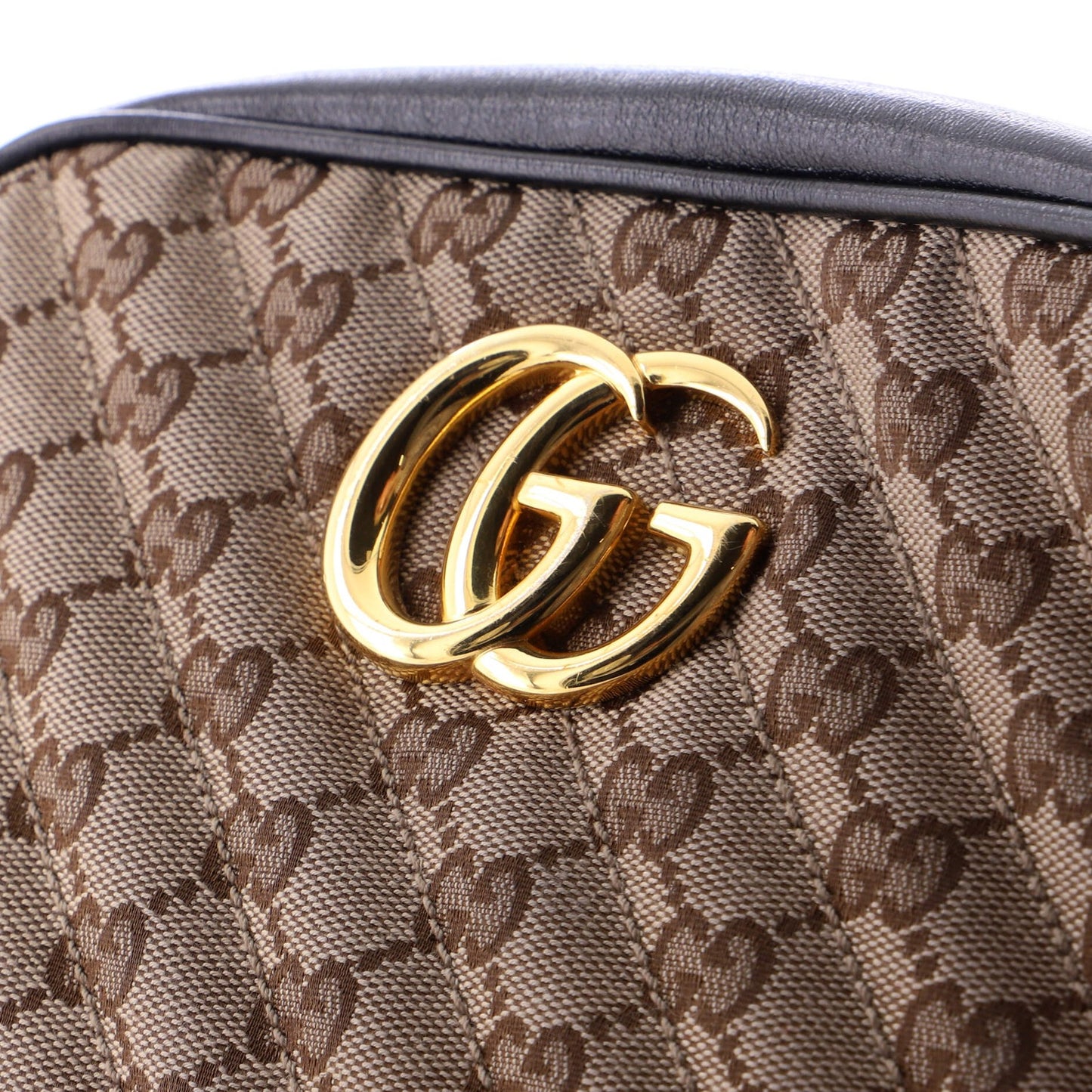 Gucci Gg Marmont Shoulder Bag Diagonal Quilted Gg Canvas With Leather Small