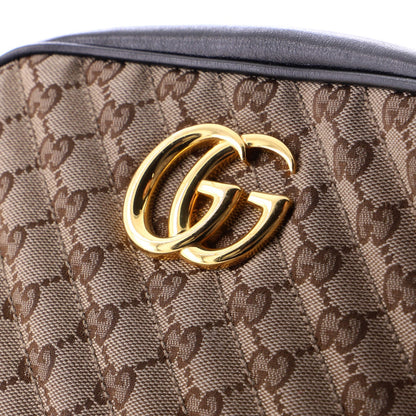 Gucci Gg Marmont Shoulder Bag Diagonal Quilted Gg Canvas With Leather Small