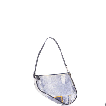 Christian Dior Vintage Saddle Bag Printed Denim Mini