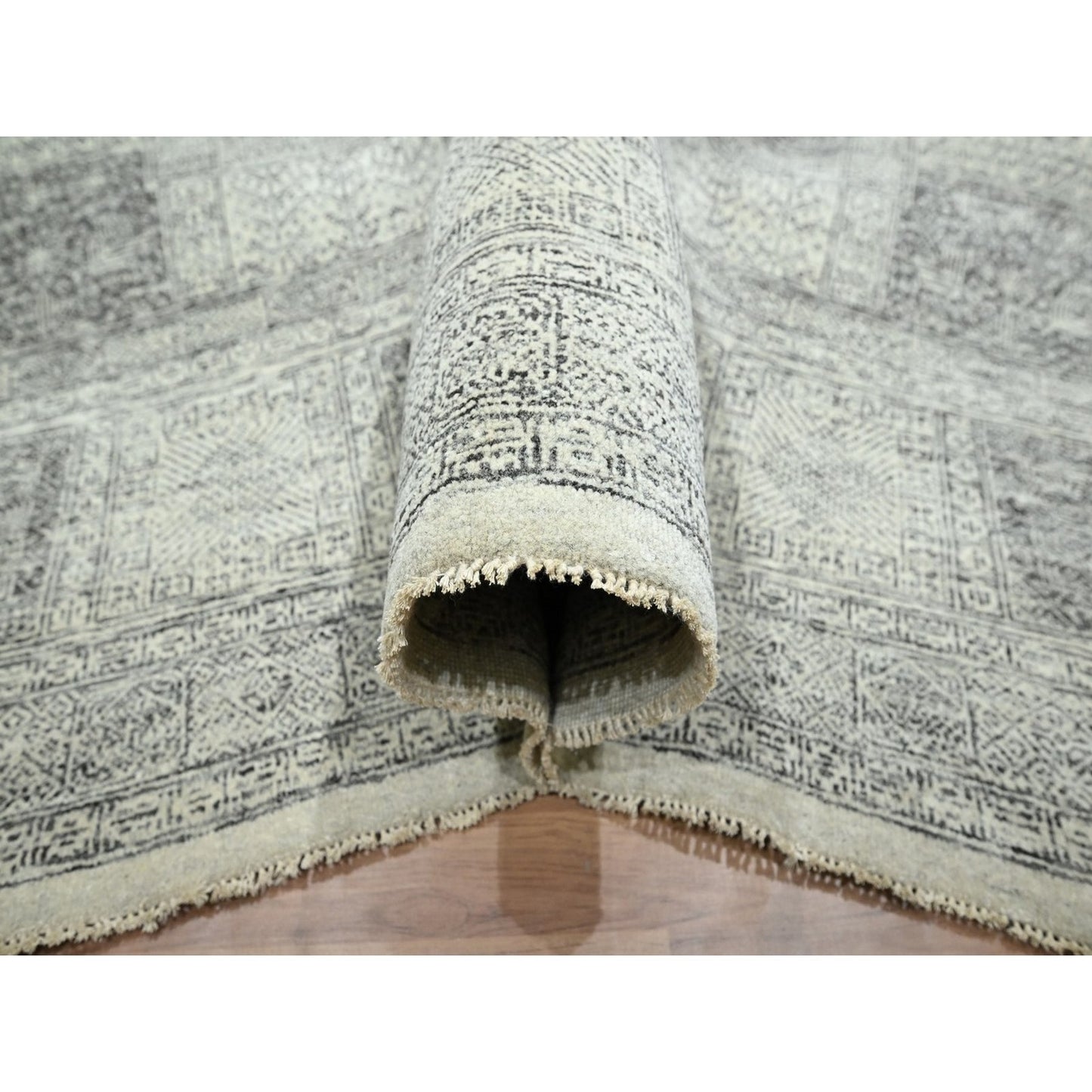 10'2"X14' Beige Ancient Garden Design Hand Knotted Pure Wool Oriental Rug