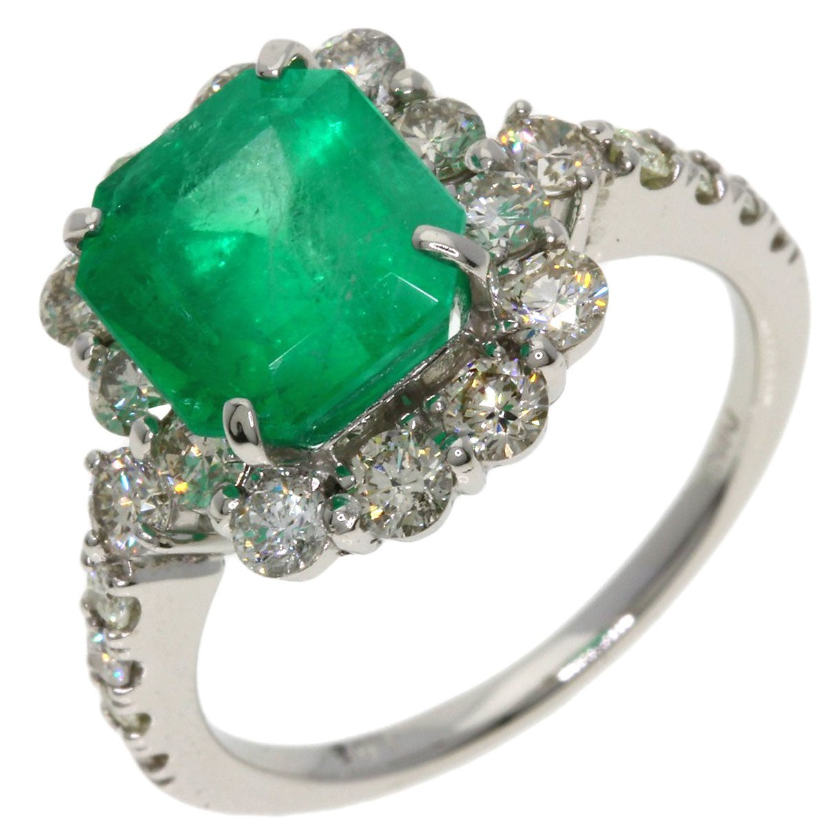 5.27g 2.75ct Emerald Diamond Ring Platinum PT950