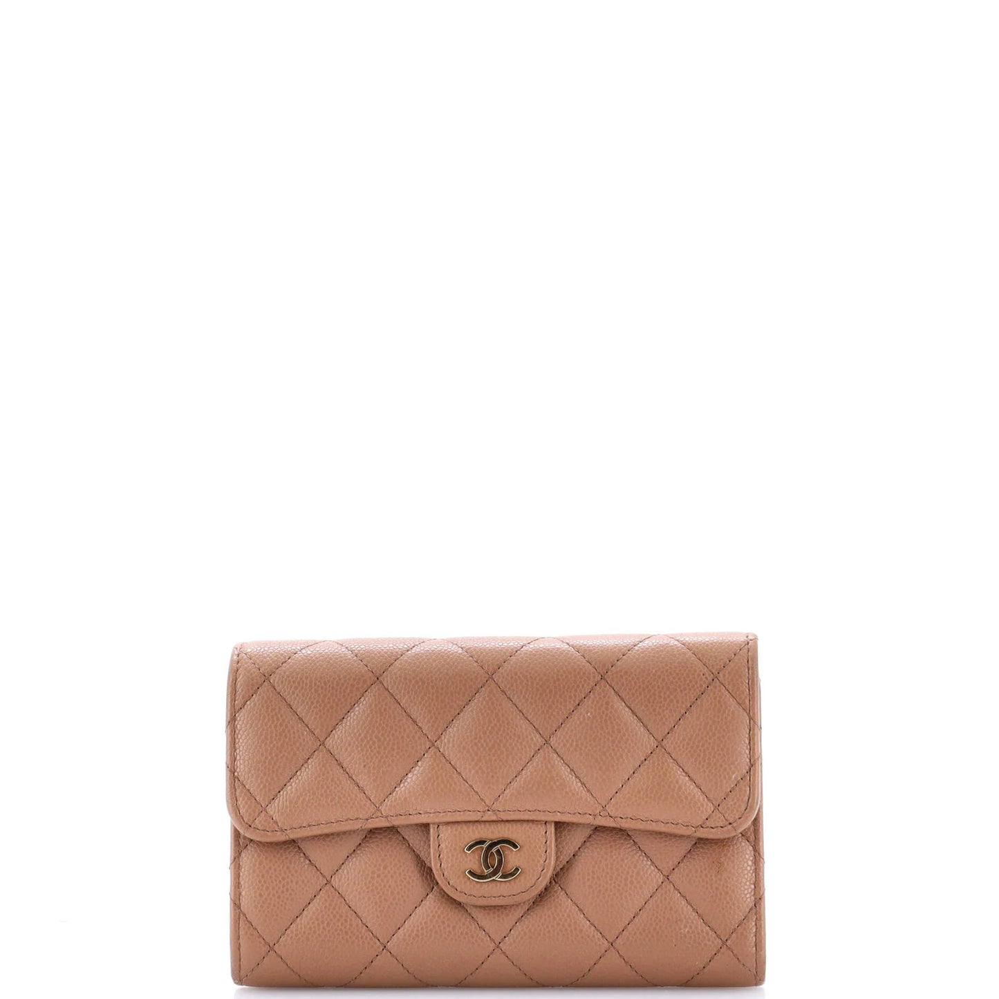 Chanel Trifold Classic Flap Wallet Quilted Caviar Medium