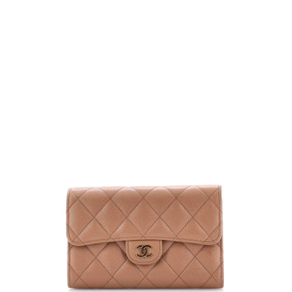 Chanel Trifold Classic Flap Wallet Quilted Caviar Medium