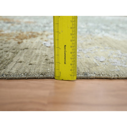 6'1"X9'1" Gray-Brown Abstract Design Pure Wool Hand Knotted Oriental Rug